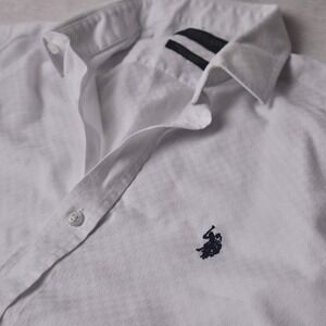 US Polo Assn Mens White Wrinkle Resistant Dress Shirt Long Sleeve 16.5 34/35